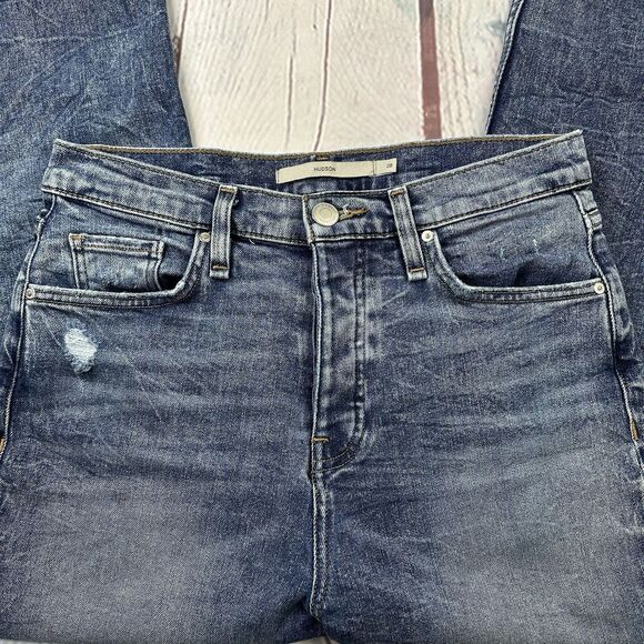 Hudson Women's Jeans Sz 28 Blue Holly MBL Distressed  Raw Hem Mid-Rise 26L - Picture 4 of 14